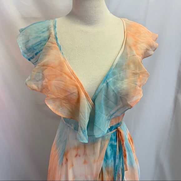Nwot Luxxel frilled tie-dye maxi dress size small - Picture 5 of 11